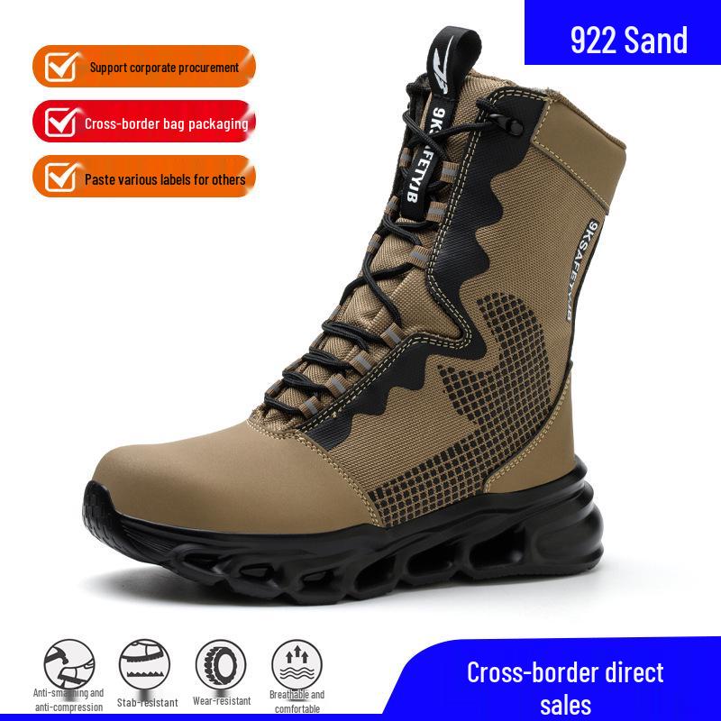 Men's Wear-Resistant Steel Toe Work Boots: Anti-Smash, Anti-Puncture, Non-Slip Safety Shoes