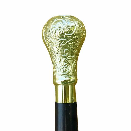 Antique Style Victorian Vintage Designer Brass Handle Cane Wooden Walking Stick