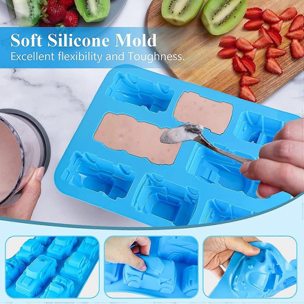 Non-Stick Silicone Molds for Muffins, Chocolate Cake, Soap Mold, Cupcake and Jelly - Cartoon Cars Shape Mold - Premium Quality Kitchen Utensil,2024 Pi