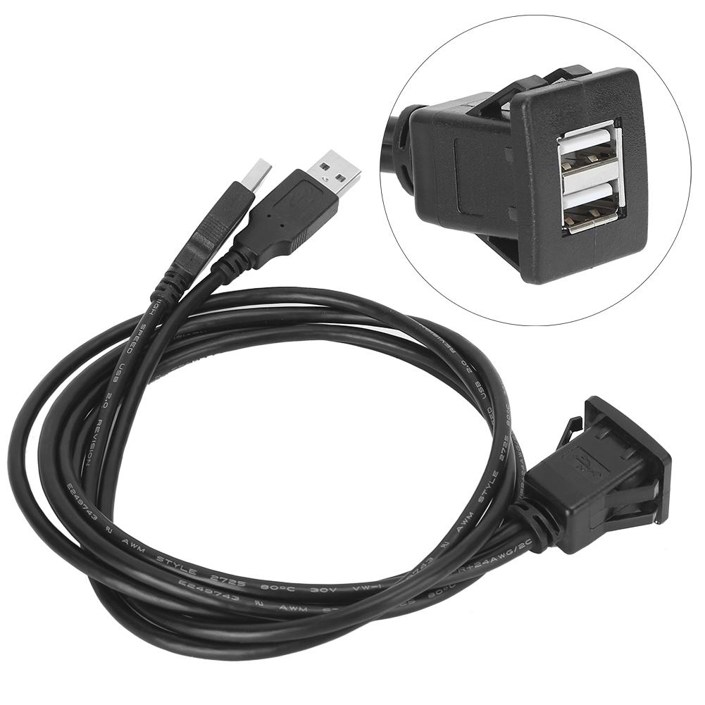 USB 2.0 Extension Cable Dual Interface Waterproof Car Data Transfer Dashboard Adapter Cord