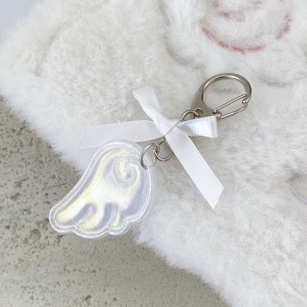 Cute Kawaii Japanese Style Keychain Bag Decoration with Angel Wing Bowknot Charm for Girls Fashion Accessory