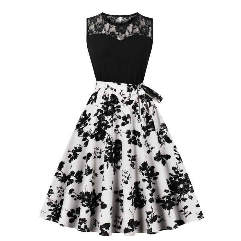 QICED Fashion Summer Spring Sleeveless O-Neck Casual Dresses