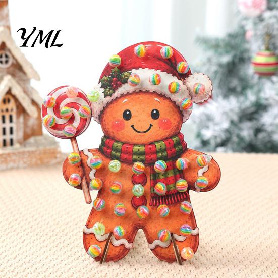 Candy Display Stand for Dessert Table Christmas Wooden Lollipop Stand, Creative Holder Gingerbread Man Decor Buffet Table, Decorative Holiday