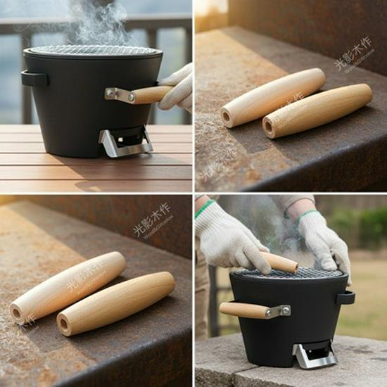 Wooden Handle Iron Wok Spatula, BBQ Grill Tool, Anti-Scalding Kitchenware Accessory