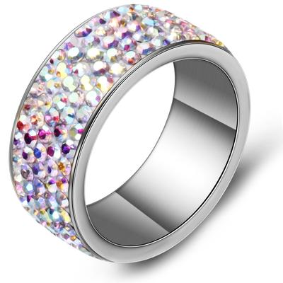 AB Glänzender 5-reihiger Kristall-Jätring für Frauen oder Mädchen, hochwertiger Edelstahl, NIBA-Schmuck, Femme, Anillo Mujer, Accessoire