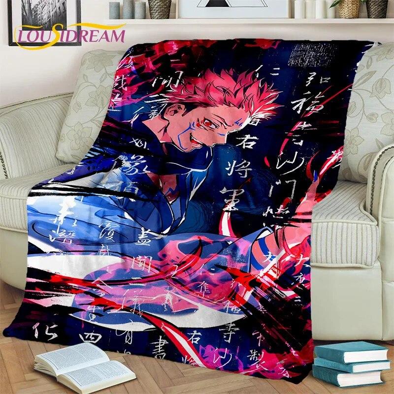 Anime Jujutsu Kaisen Itadori Yuji 3D Blanket,Soft Throw Blanket for Home Bedroom Bed Sofa Picnic Travel Office Cover Blanket Kid