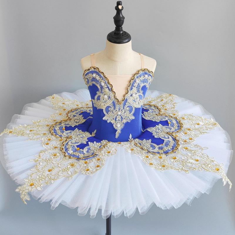 Girl Professional Ballet Tutu Dance Dress Performance Costume Kids Ballerina Dancewear White Swan Lake Pancake Princess Dresses