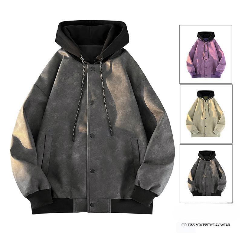 Spring and Autumn Trendy Brand High Street Fashion Contrast Color Stand Collar Jacket Men's Loose and Versatile Casual Jacket