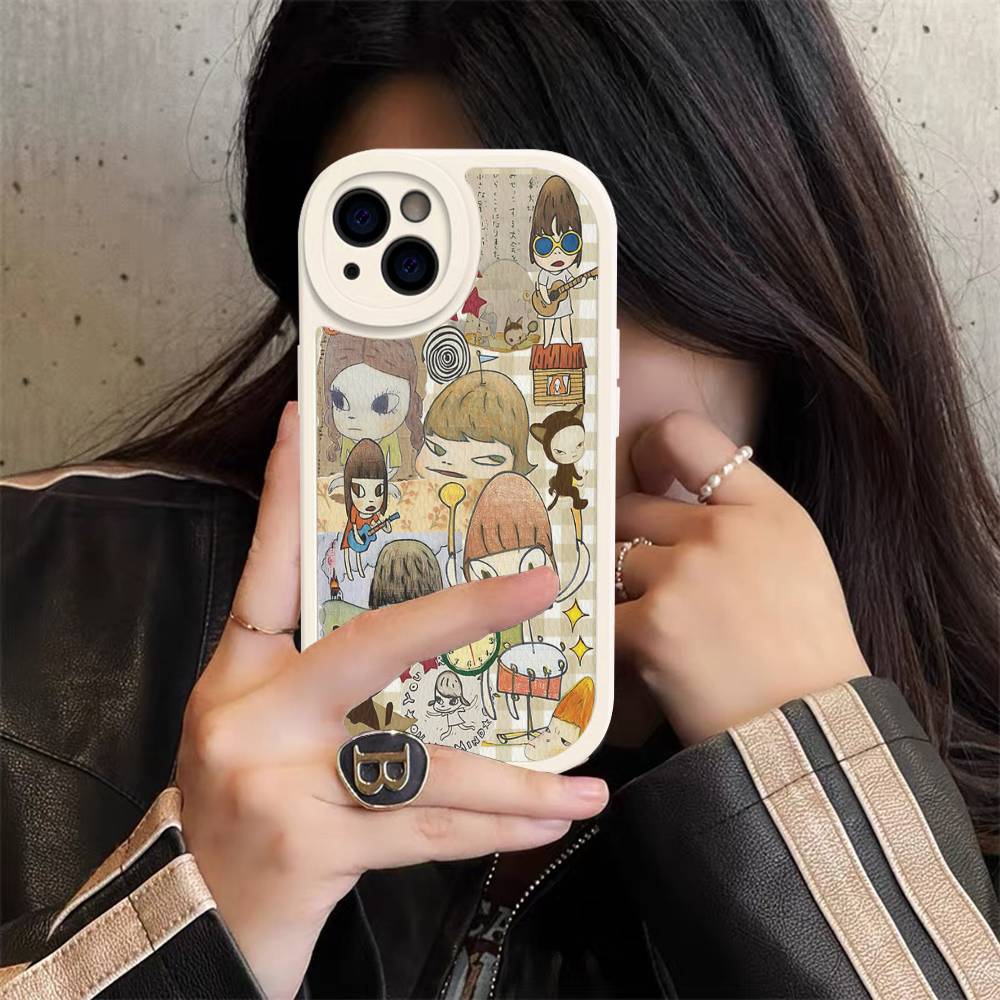 

Y-yoshitomo Nara-A Retro Art PU Leather Phone Case For IPhone 16 15 14 13 12 11 Pro Max Plus Back Fundas iphone XS