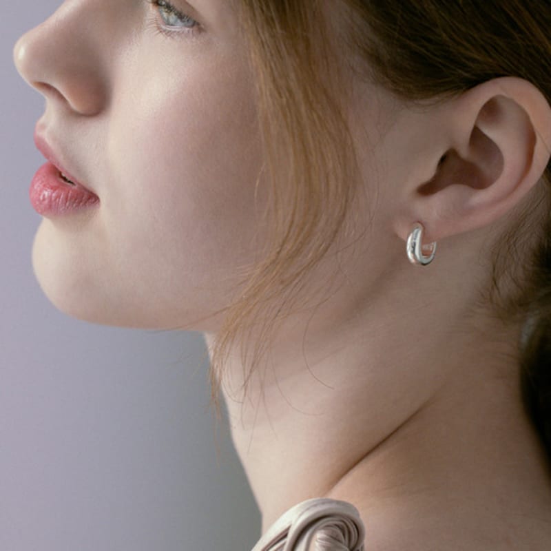 TATIANA (925 Silver) Minimal Bold Hoop Earrings EC1993