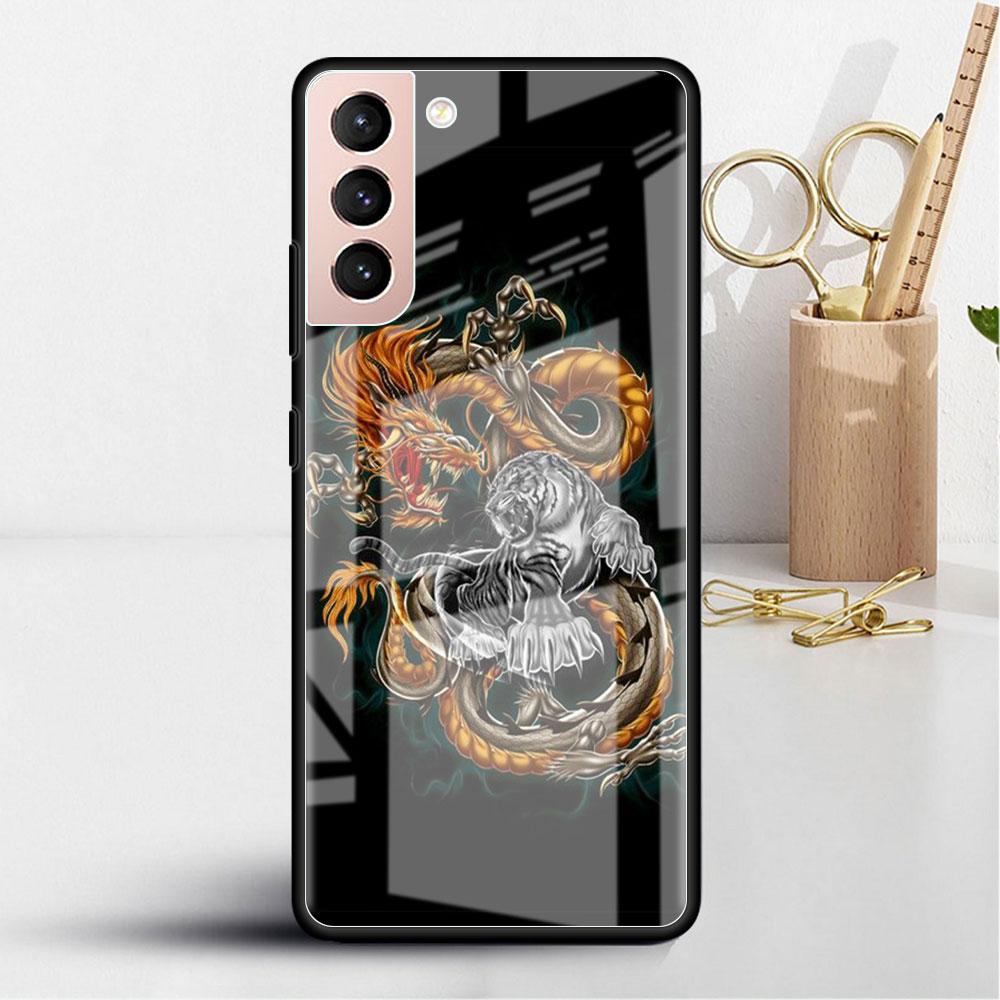 Husă de Sticlă cu Animal Tigru Pentru Samsung Galaxy S22 S20 FE S21 Plus Husă Telefon S10 5G S9 Note 20 Ultra 10 Lite Carcasă