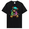 Teddy Bear Playing Badminton T-shirt Cotton Clothing Tops Graphics Kawaii Men Women Short Sleeve Print TShirt Tees Women Men
