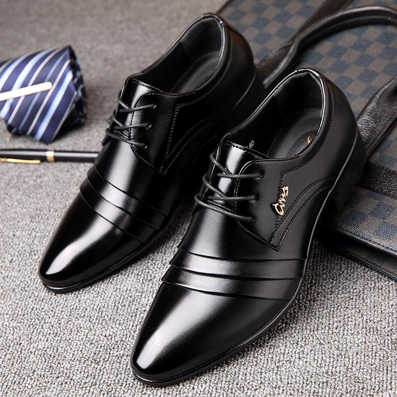 fashion Men leather shoes wedding Business dress Nightclubs oxfords Breathable Working lace up 345rt