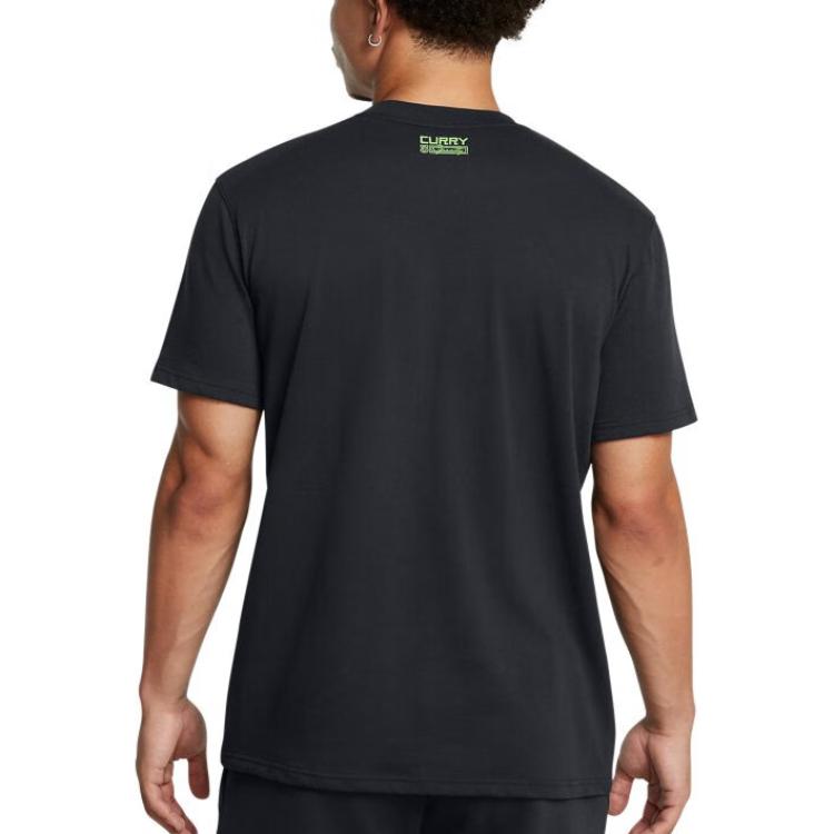 Under Armour Camiseta de Manga Curta Gola Redonda de Basquete Série Curry Masculina Tops Preto 1387663-001