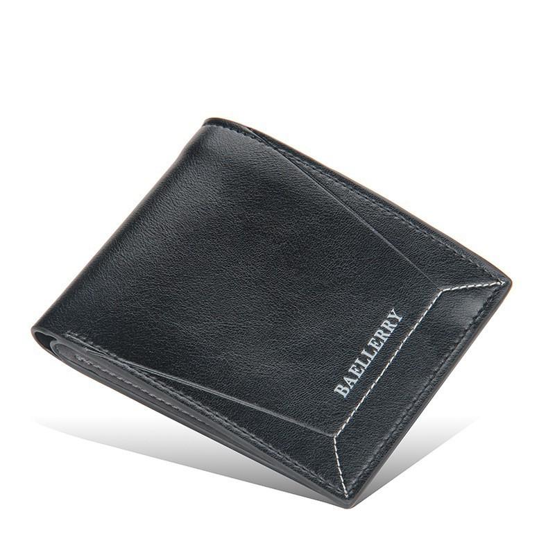 Wallet Men s Short Korean Version Multi Slot Soft Leather Clip Thin Fashion 12X10X2 чёрный