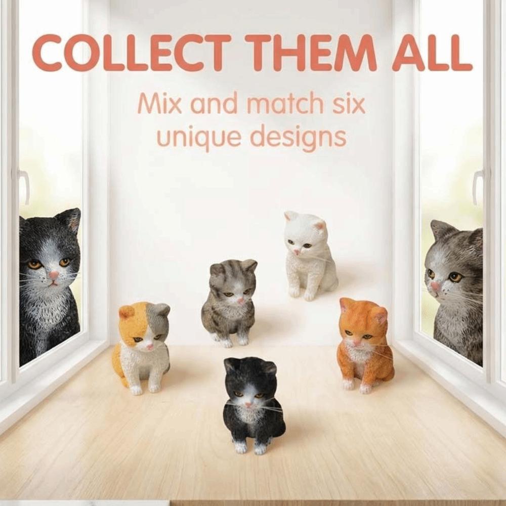 Cartoon Style Cat Statues Figurines Tiger Spot Cat Decoration  Dollhouse Model