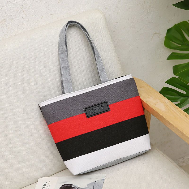 Neue gestreifte Canvas-Tasche leichte Tasche Büroangestellter lässige Schulter tragbar große Kapazität Damen-Tasche