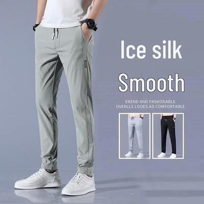 Men's Summer 2022 Korean Style Ice Silk Loose Fit Breathable Straight-Leg Workwear Pants