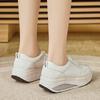 Women's Hole Sneakers Height Increase White Leather Platform Casual Summer Thick Sole Elevator Shake Shoes