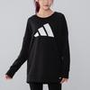 adidas Large Logo Print Mid-Length Sports Crewneck Sweatshirt Women Sweatshirt Black H57330