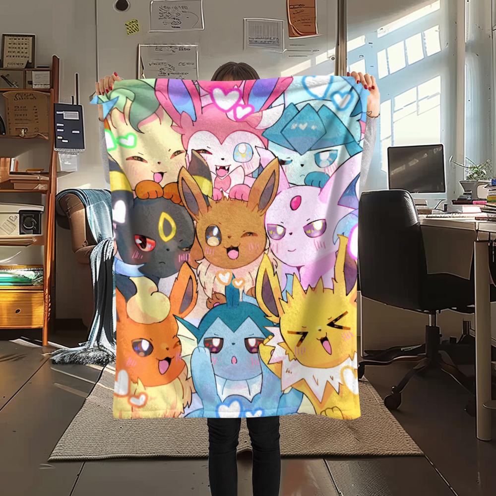 Eevee Muster Flanelldecke, Hohe Qualität, Bequem für Alle Jahreszeiten, Heimdekoration, Wärme und Komfort, Perfekt für Geschenke.