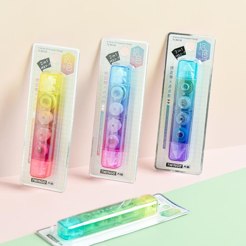 Creative Correction Tape and Point Glue Two In One Learning Stationery Double Sided Adhesive School Office Supplies