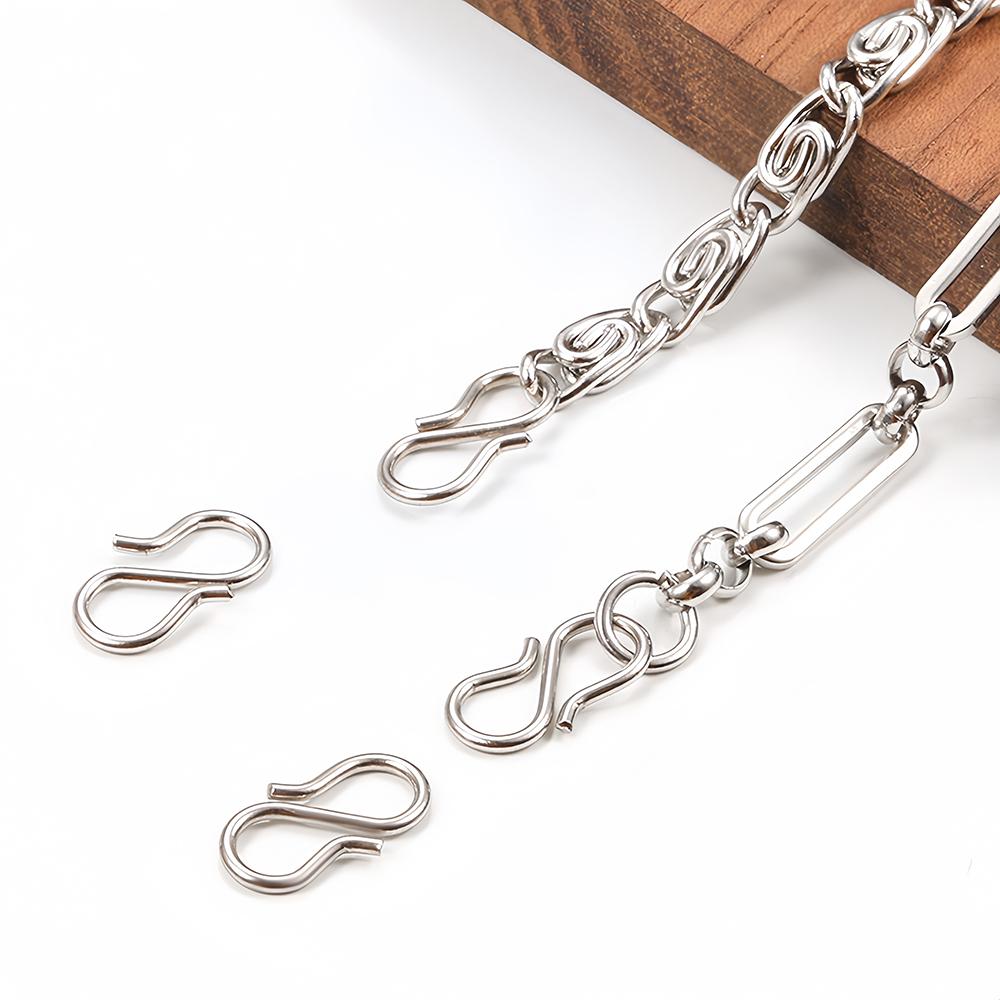 20/50Pcs Stainless Steel W S Shape DIY Necklace Bracelet Clasp Hooks End Clasp Connector for Jewelry Making Supplies Finding