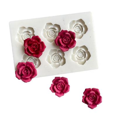 6 Cavity 3D Rose Shape Silicone Mold DIY Flower Fondant Chocolate Mousse Jelly Cupcake Baking Tool Clay Plaster Resin Craft Mould