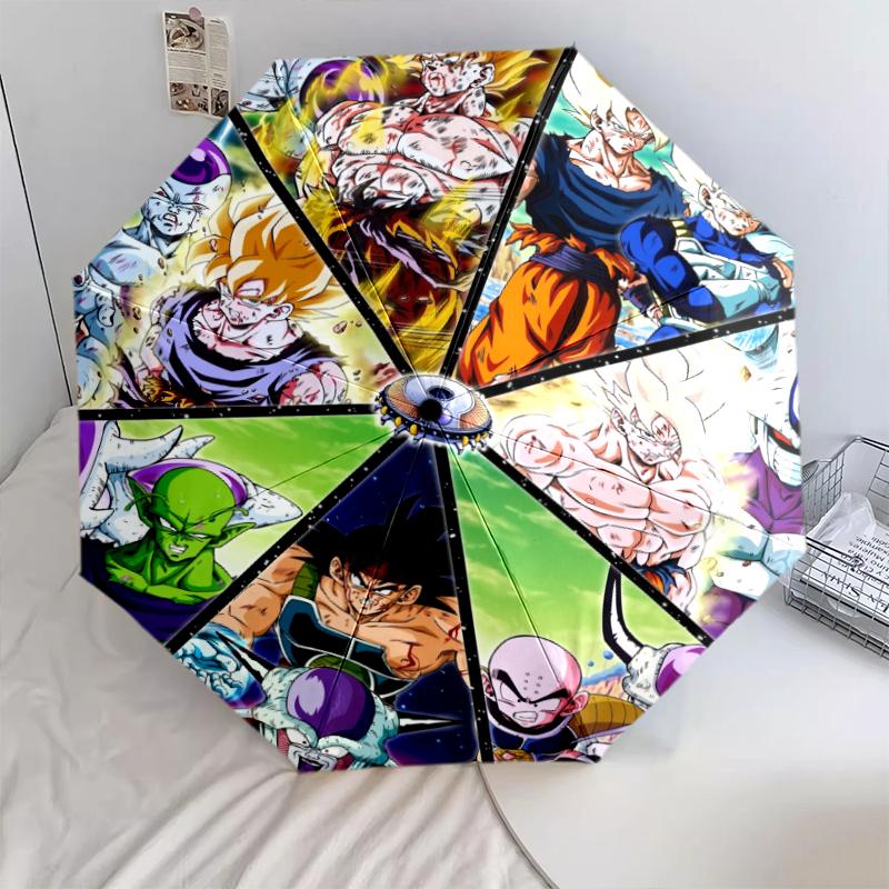 Anime Dragon Ball pattern, automatic folding umbrella, portable and foldable design, 8 ribs, a Christmas or birthday gift.