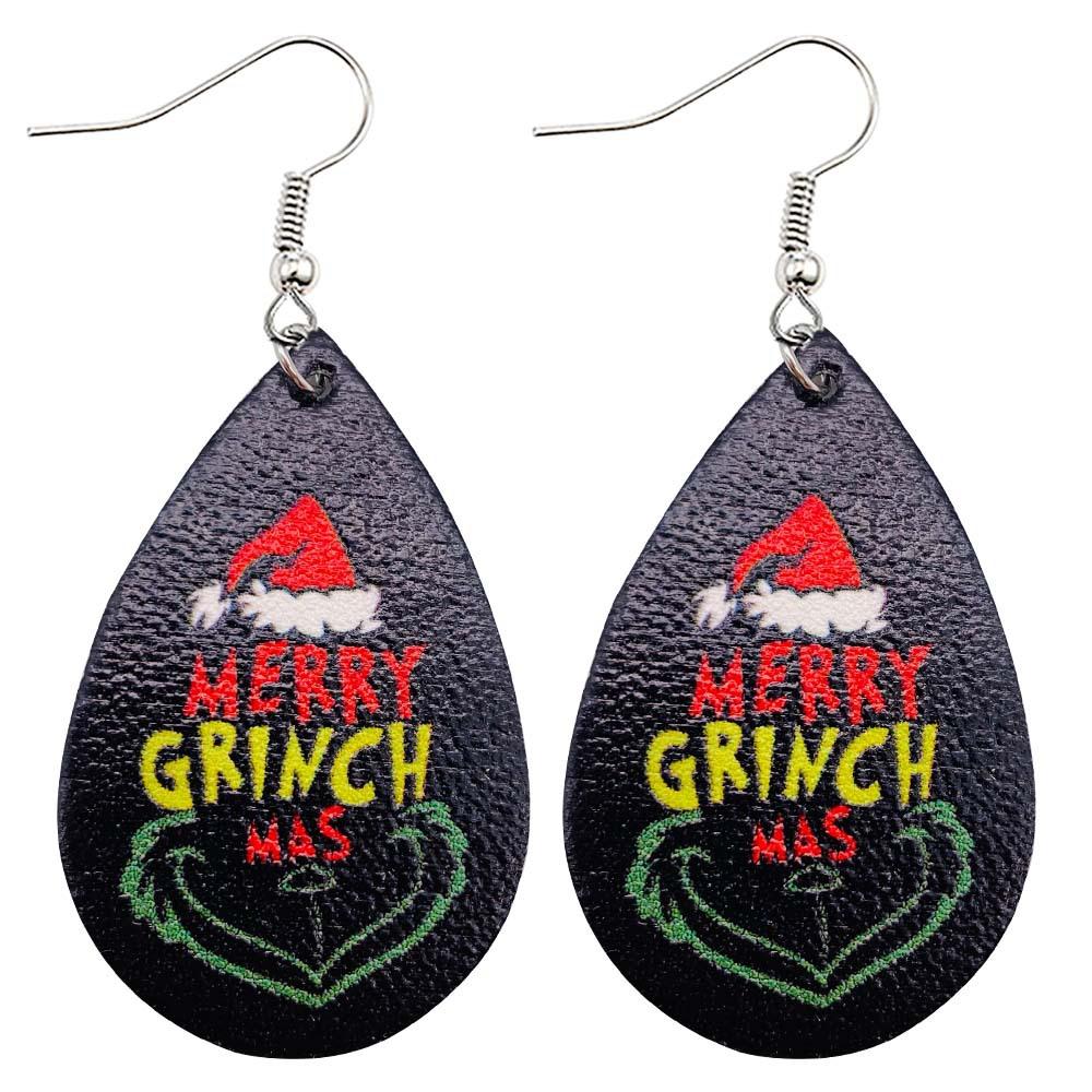 1 пара рождественских кожаных серег в форме капли — фото 16