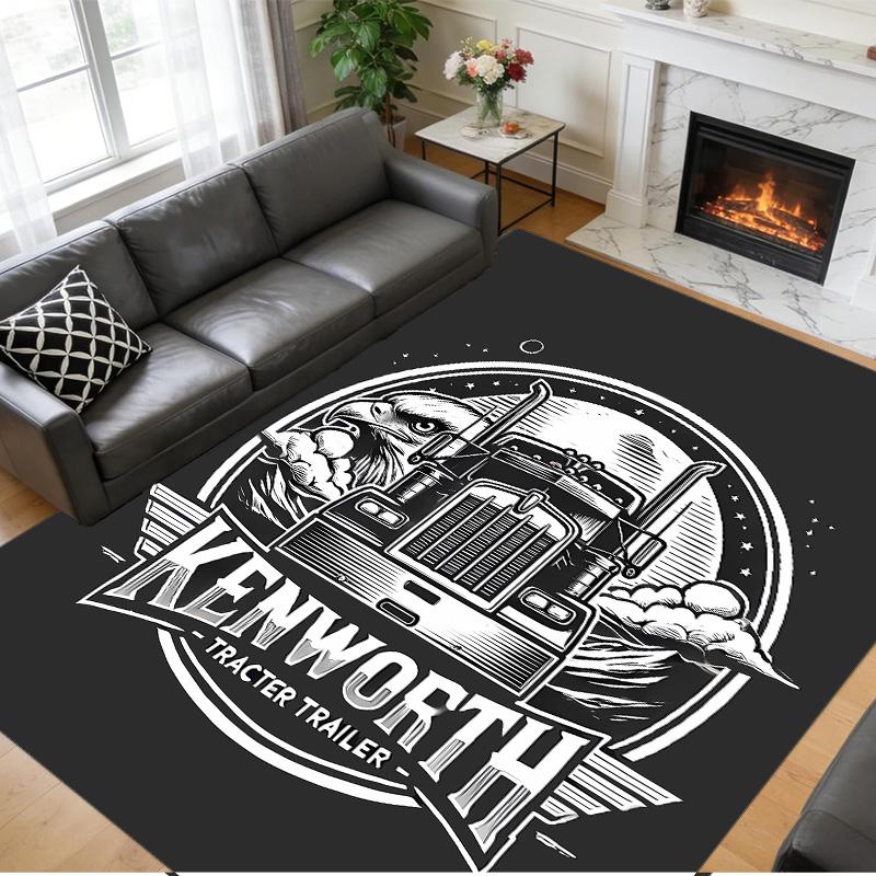 Anti‑Slip Crystal Velvet Floor Rug, Kenworth Trucks Design Carpet for Indoor Living Bedroom Home Decoration