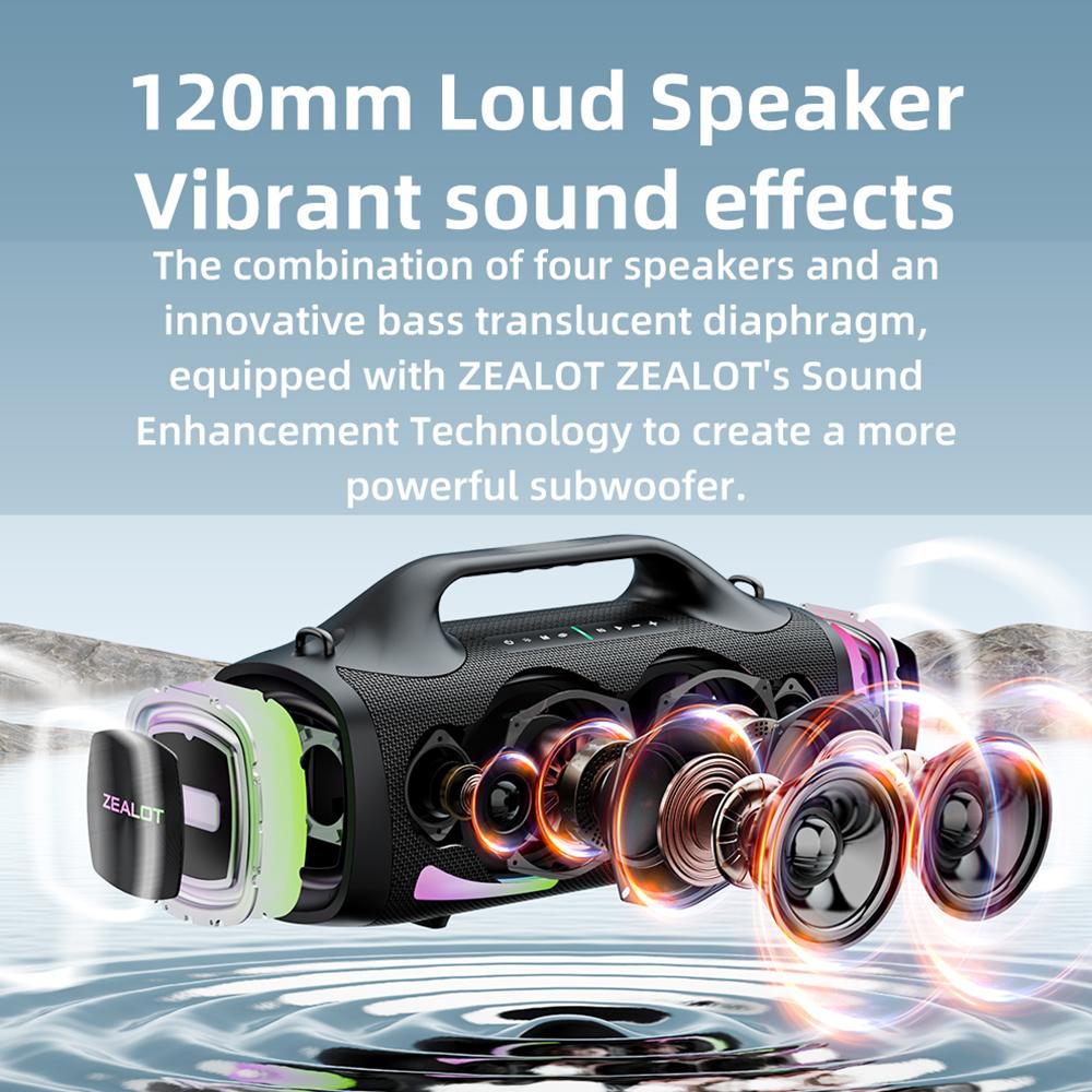 S79 Portable Wireless 100W Speaker with 5.2 Technology, IPX7 Waterproof, RGB Lights Effects, Series Stereo Scene HiFi Sound, Multiple Pl