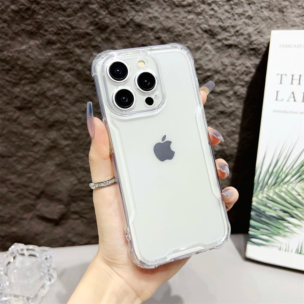 Transparent Bumper Case For iPhone 16 ProMax 15 14 13 12 Pro Max Plus 16Pro 16Plus Acrylic Hybrid Shockproof Cushion Armor Cover