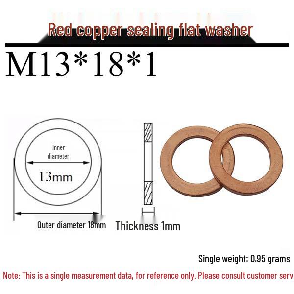 Annealed Red Copper Gasket Washer Pad for Sealing Fastener, M4-M34