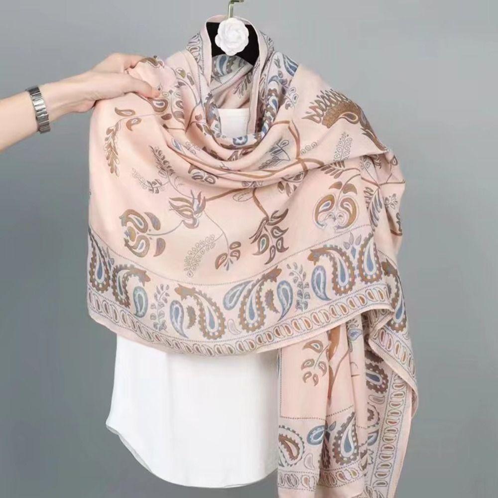 Imitation Cashmere Printed Scarf Bird Large Shawl Simple Cashmere Tassel Scarves  Male