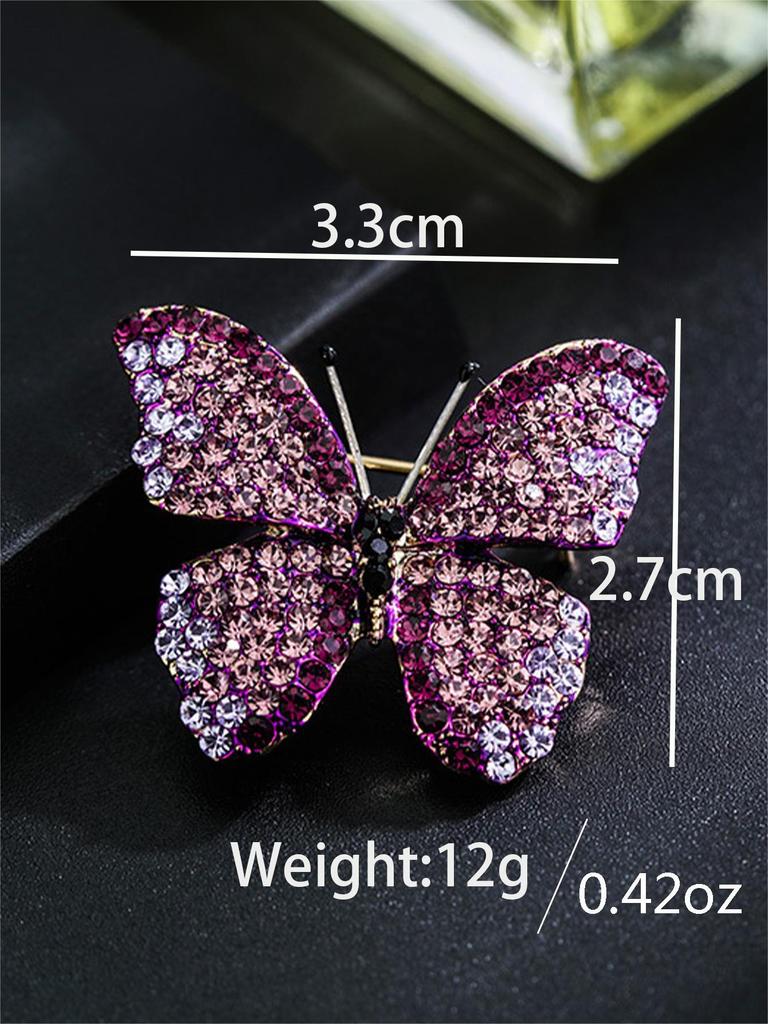 Light luxury butterfly pin, three-dimensional sparkling diamond chest flower, best friend's birthday gift, high-end feeling