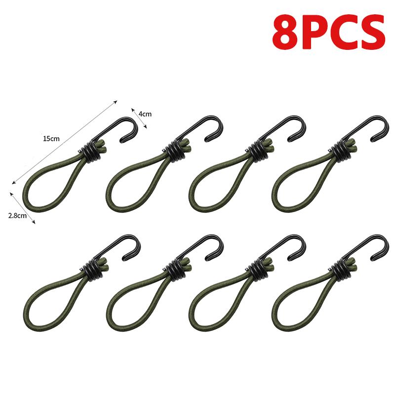 1-10x Outdoor Use Elastic Tent Bungee Rope With Hook Camping Canopy Luggage Stretch Buckle Ground Nail Strap Hiking Tent Accessories