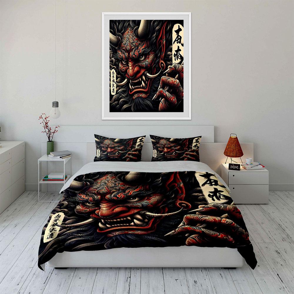 Demon Art Three-Piece Set Soft Comfortable Duvet Cover Bedding Set Included 1*Duvet Cover & 2*Pillowcases, Gift