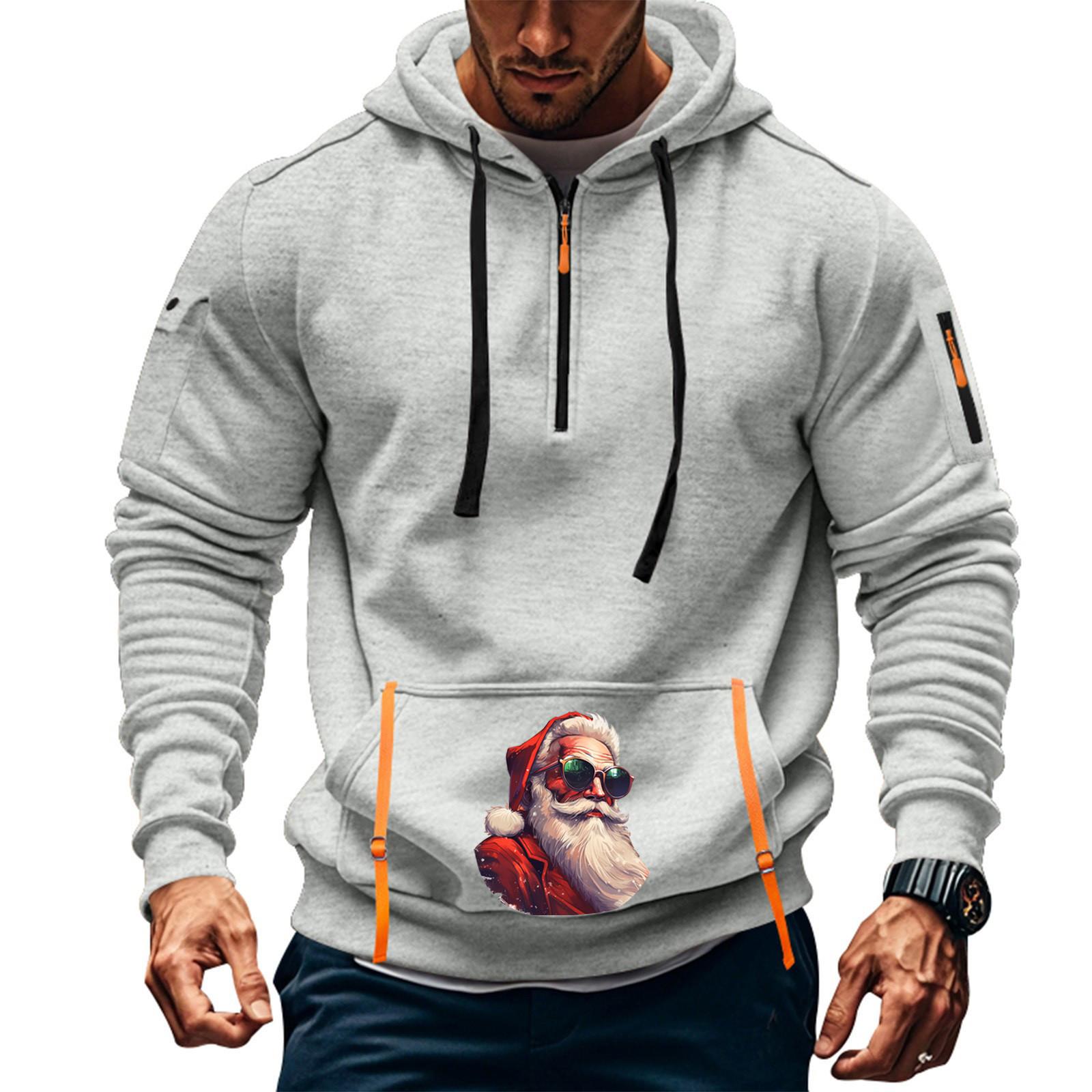 

Мужская толстовка с капюшоном с принтом, кардиган на молнии с карманом на рукаве, мужская спортивная повседневная толстовка большого размера XXXL светло-серый