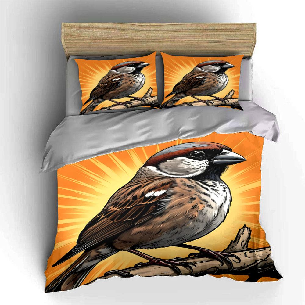 Sparrow perched on branch. Bedding sets Duvet cover sets Duvet covers Pillowcases(1 * Duvet Cover 2 * Pillowcases without duvet insert)