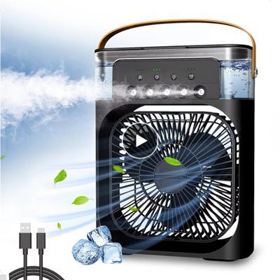 Moderner tragbarer Ventilator Klimaanlage USB Elektrischer Ventilator LED Wasserspray Spaß Drei-in-Eins Luftbefeuchter Für Zuhause Zimmer Küche