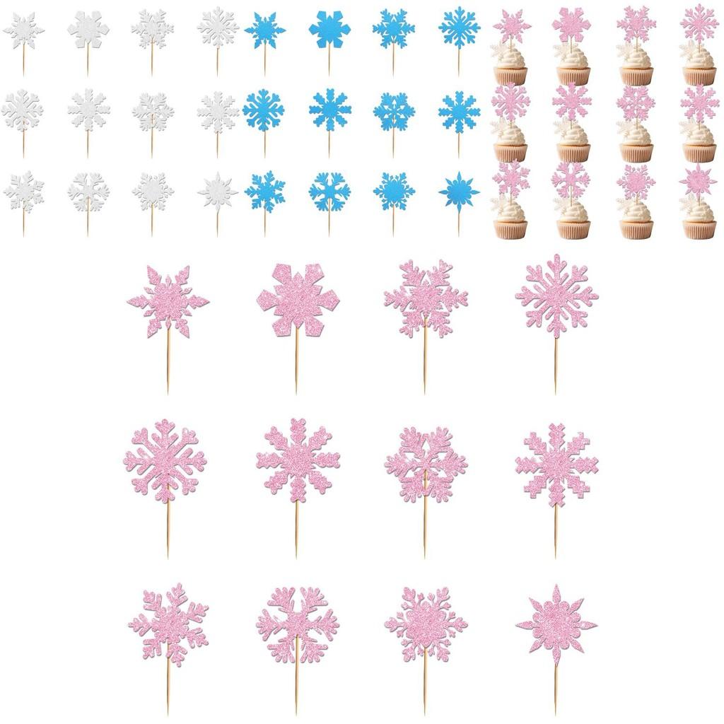Christmas Snowflake Cake Decorations With Shining Design For Celebration Event Decor