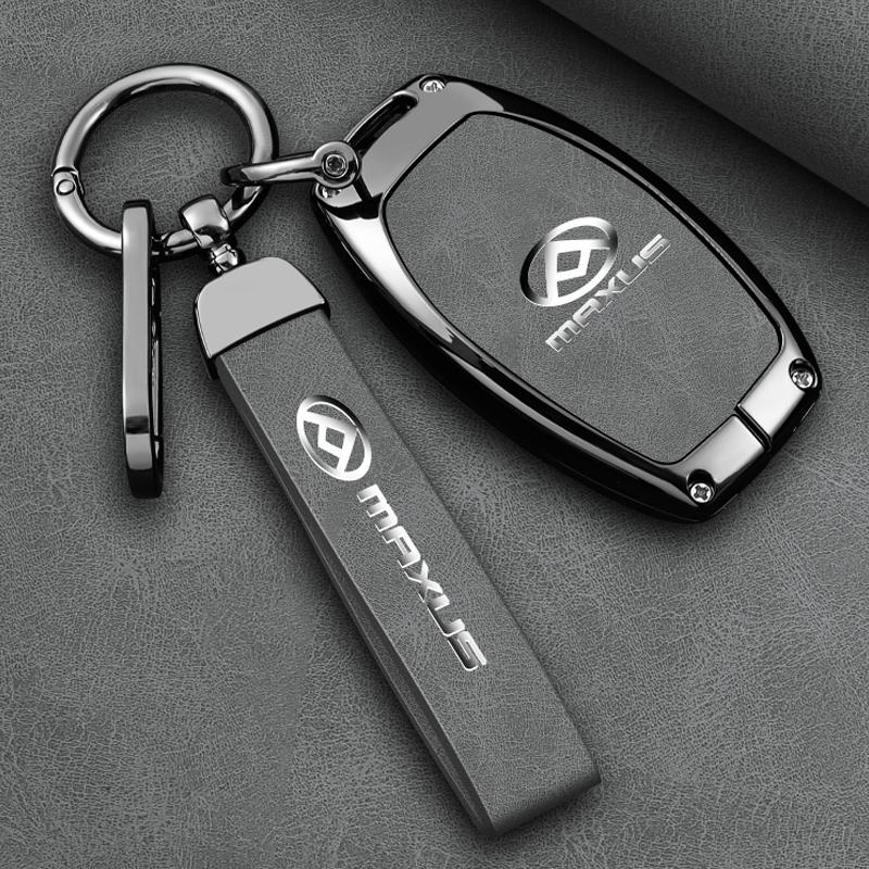 Funda para Llave de Coche para Saic Maxus T60 Aleación de Zinc Cuero Llavero Inteligente Remoto Carcasa Protectora Automática Piel para Llavero Accesorios