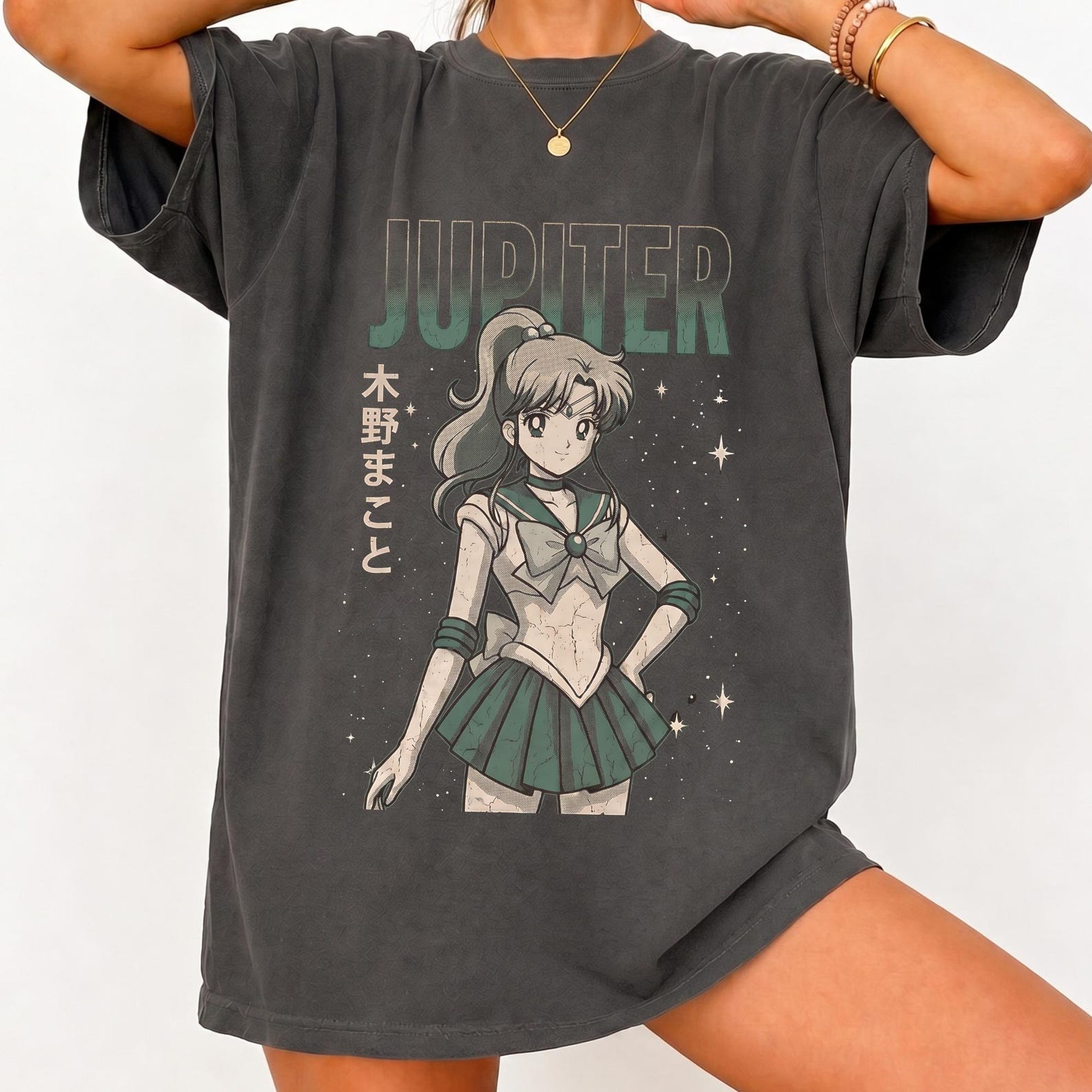 Sailor Moon Makoto Kino Vintage T Shirt, Sailor Jupiter Shirt, Retro 90s Anime Tee L