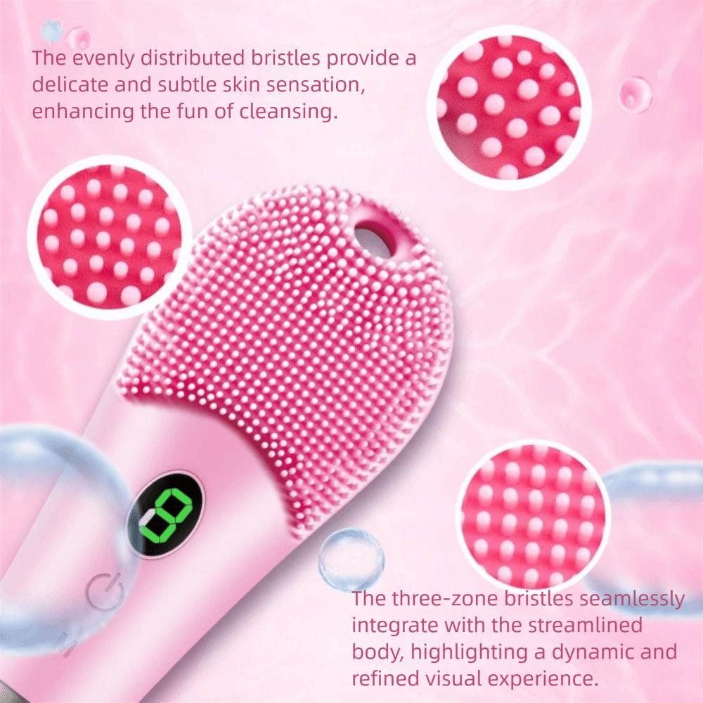Silicone Electric Ultrasonic Scrubber High Frequency Vibration 9 Gear Sonic Scrubber Waterproof Rechargeable