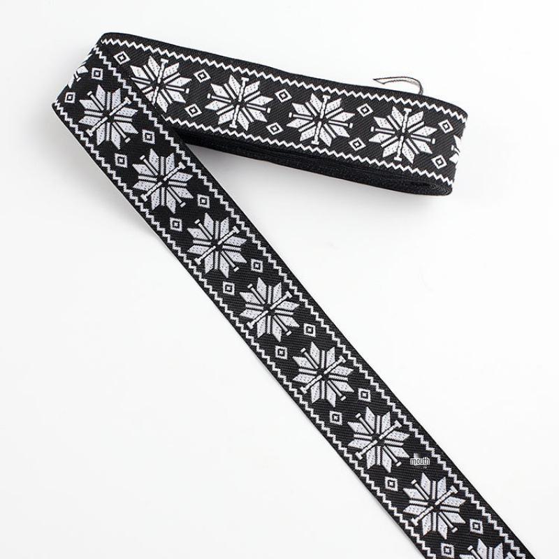 Traditional Ethnic Lace Trim with Black & White Patterns for Clothing, Carpets, & Accessories