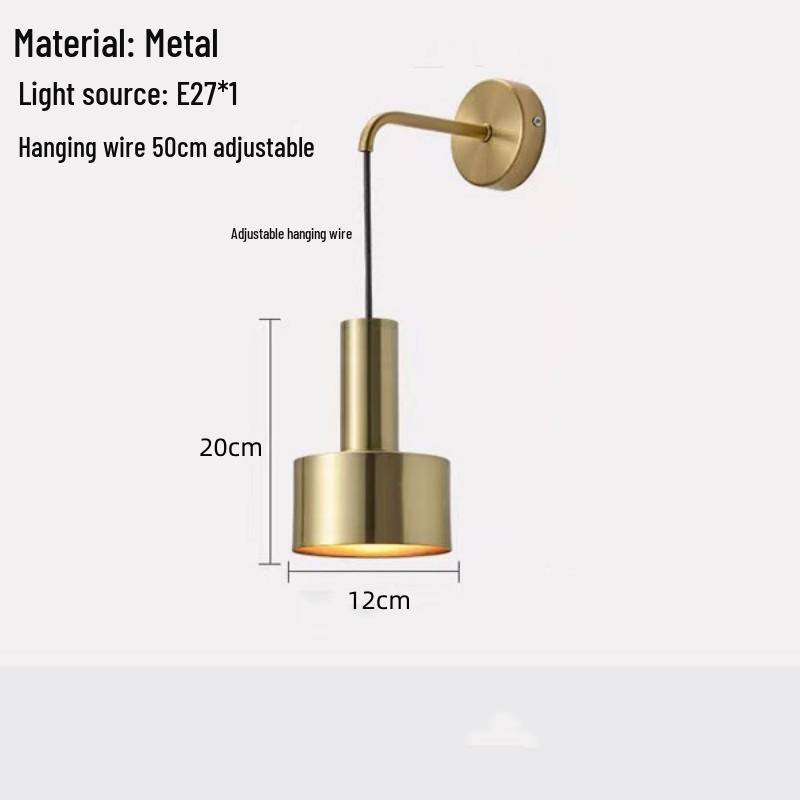 Nordic Minimalist Metal Wall Lamp for Bedroom, Living Room, and Hotel Rooms