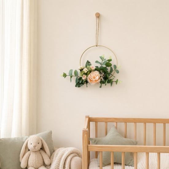 Artificial Flower Wreath, Sustainable Hanging Ornaments, with Elegant Flower Decorations for Bedroom Living Room Balcony Cafe Nursery