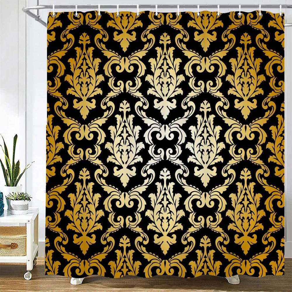 Waterproof Bathroom Shower Curtains Retro Geometric Pattern Washable Fabric Bath Screen 240X180 3D Print Decor Shower Curtain