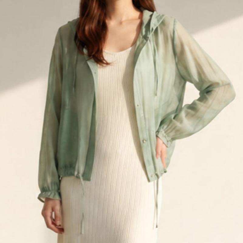 Elua Sheer Hood String Jacket Set